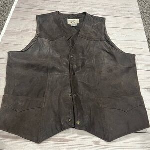 Vintage Cripple Creek Leather Snap Front Vest XL